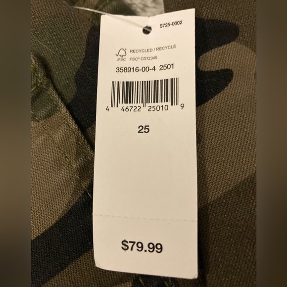 Brand New With Tags GAP Cropped Denim Camo Jeans, sz 25 - Picture 5 of 5